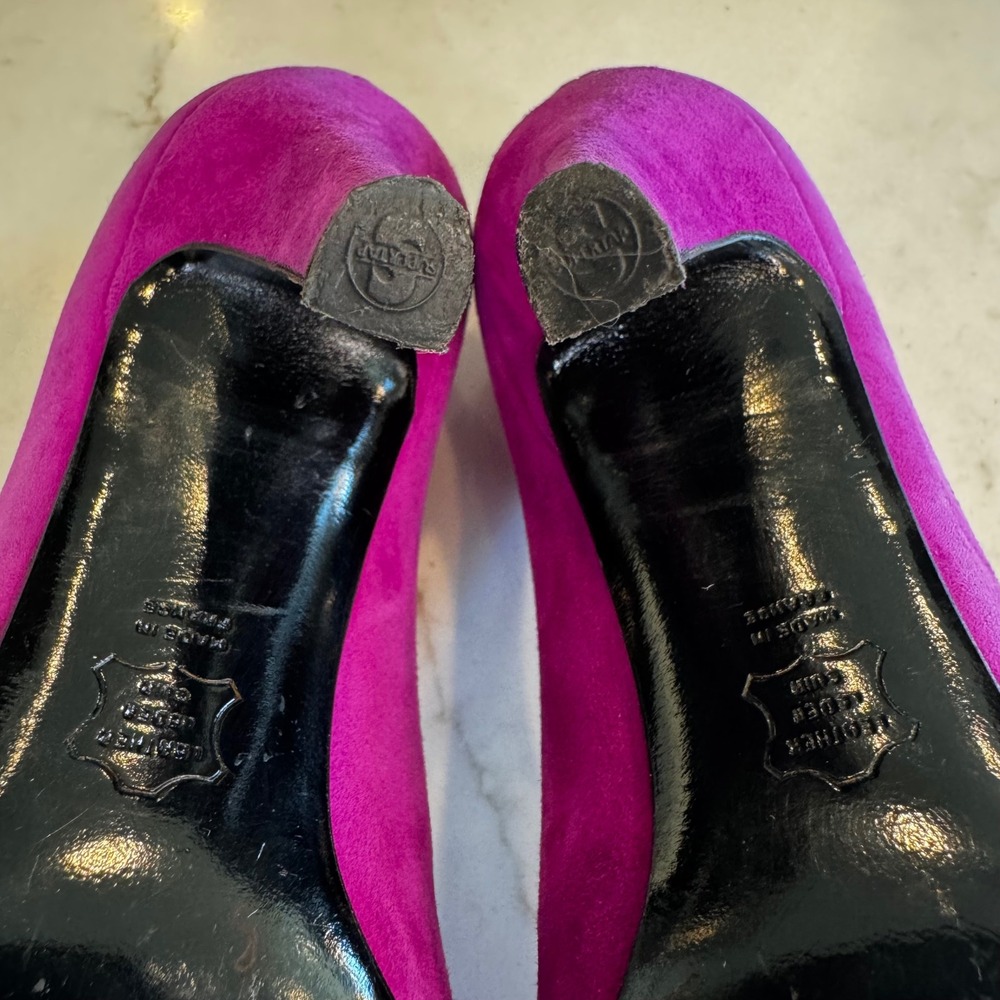 Charles Jourdan Paris Women 7.5 Fuchsia Pink Suede Pointy Toe Stiletto Heel Pump - Picture 13 of 15